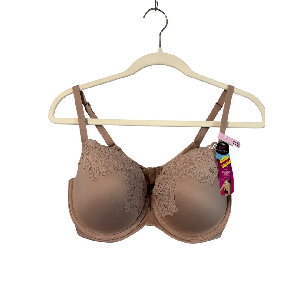 Maidenform Love the Lift Push Up Bra 36D Tan Nude Lace Convertible Straps DM1195